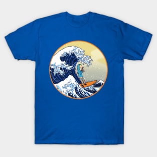 Funny Retro Japanese Great Wave Of Kanagawa Funny 90's Cartoon T-Shirt